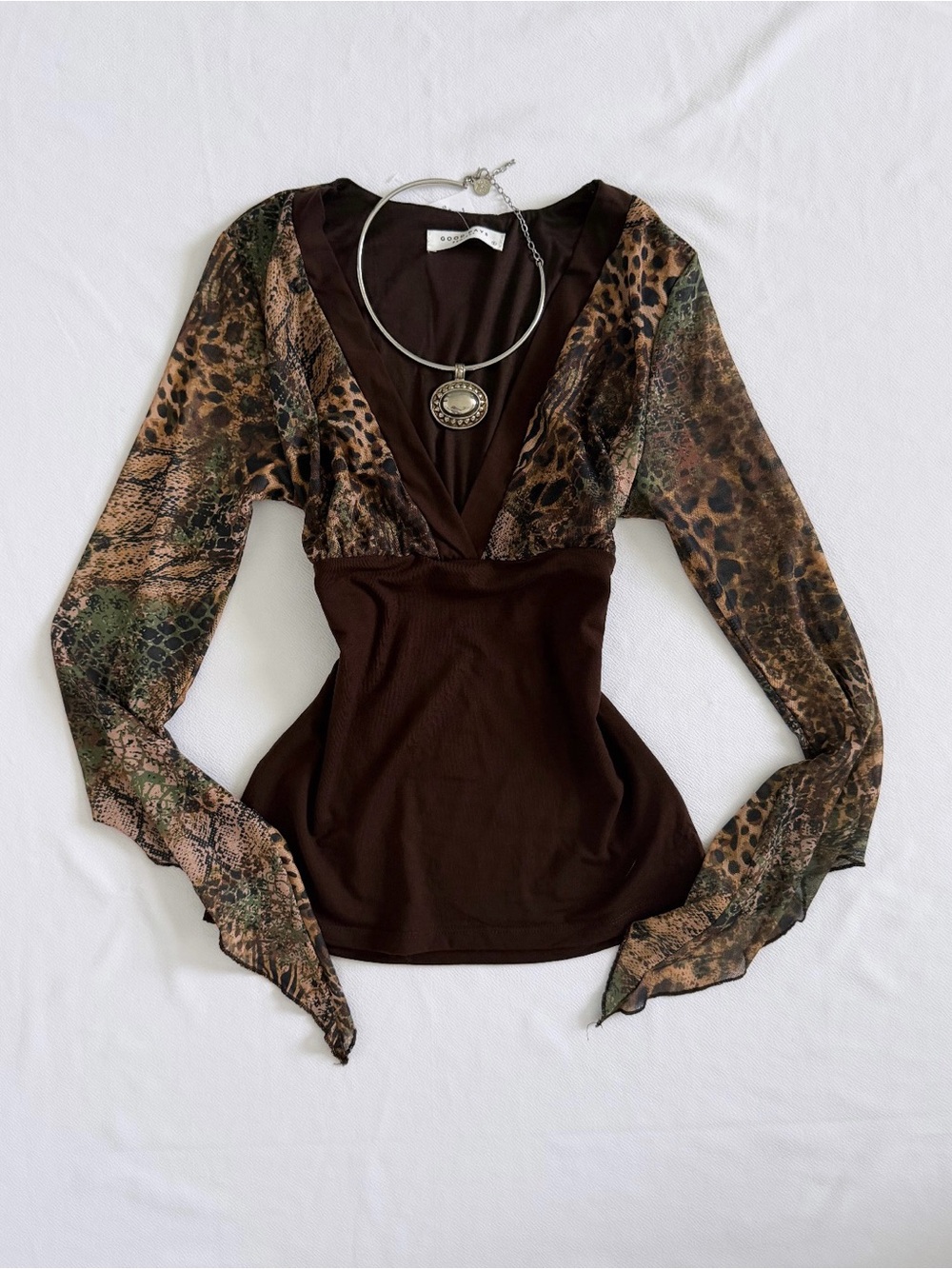 Fairy Brown Mesh Sleeve Top - Picture 5 of 5